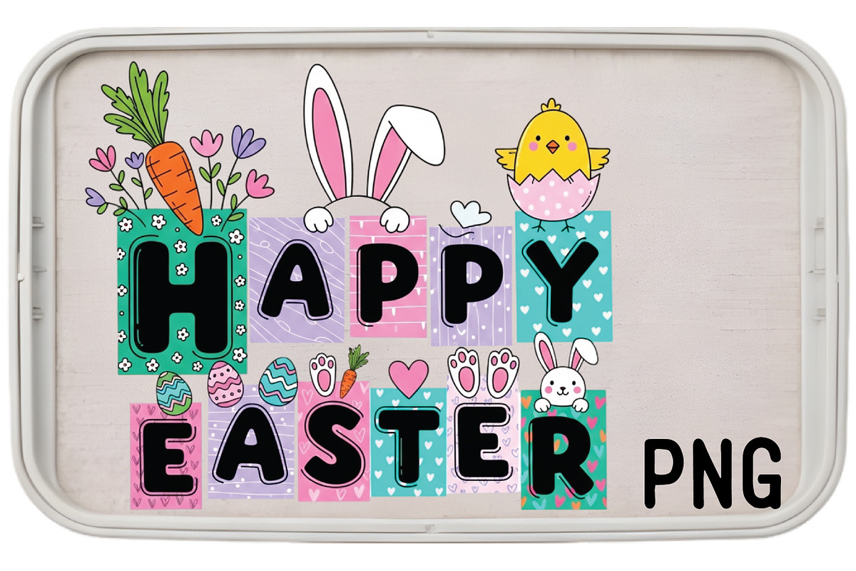 Happy Easter PNG, Bunny Block Letter, an Illustration by Black Bird Studio (Photo 2 of 3)