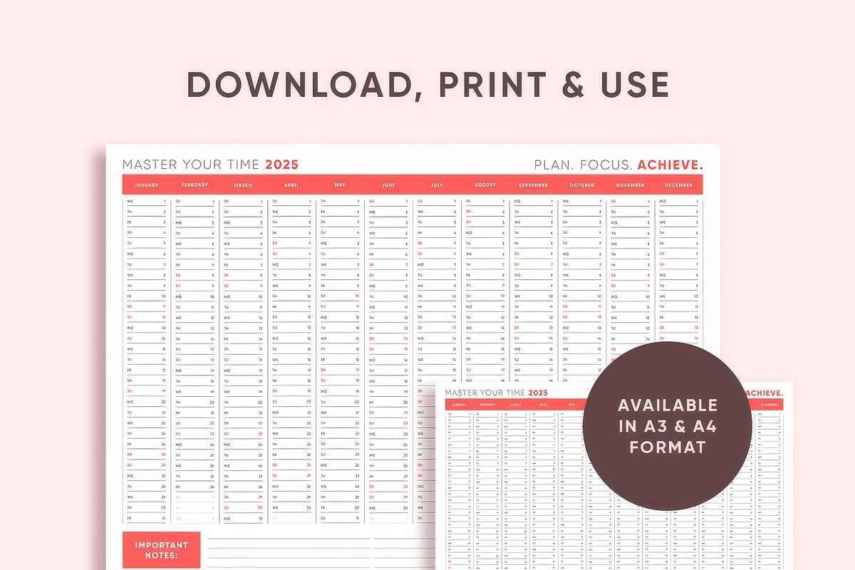 2025 Calendar Planner A4 A3 Formats, a Stationery Template by Takoyaki Shop (Photo 2 of 4)
