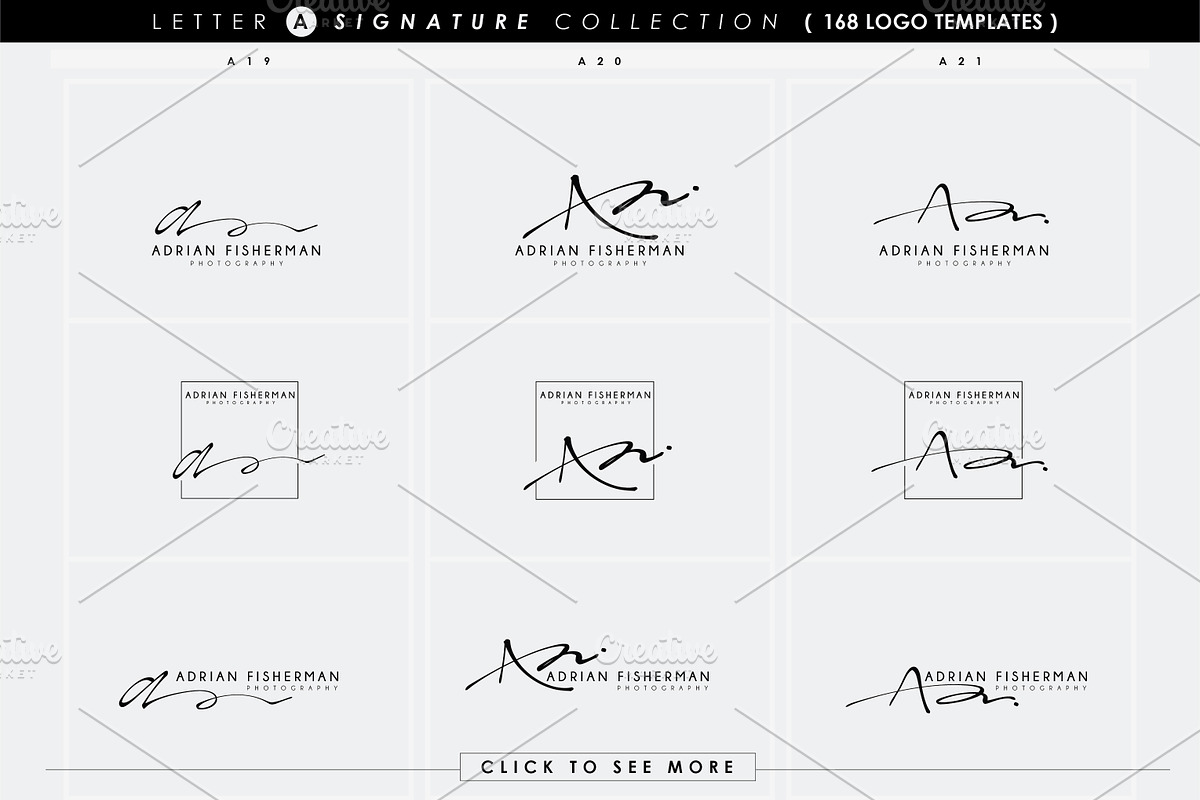 168 LETTER A SIGNATURE monogram logo, a Branding & Logo Template by Whimsical Logoshop (Photo 12 of 16)