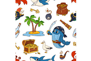 Funny animal pirates pattern, a Person Illustration by Buch&Bee