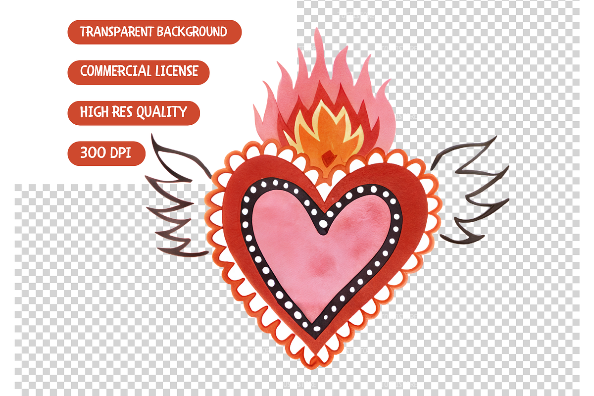 Sacred Heart Clipart Bundle, an Illustration by TatiMockup (Photo 3 of 3)