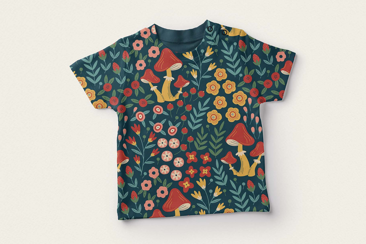 Woodland Mushrooms Seamless Pattern, a Wallpaper Graphic by Irina Ostapenko (Photo 3 of 5)
