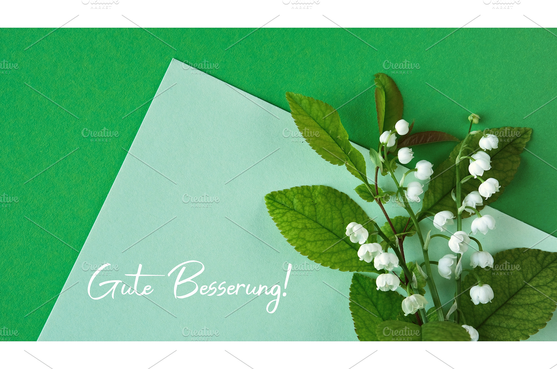 Green card with lily of the valley, a Photo by tilialucida