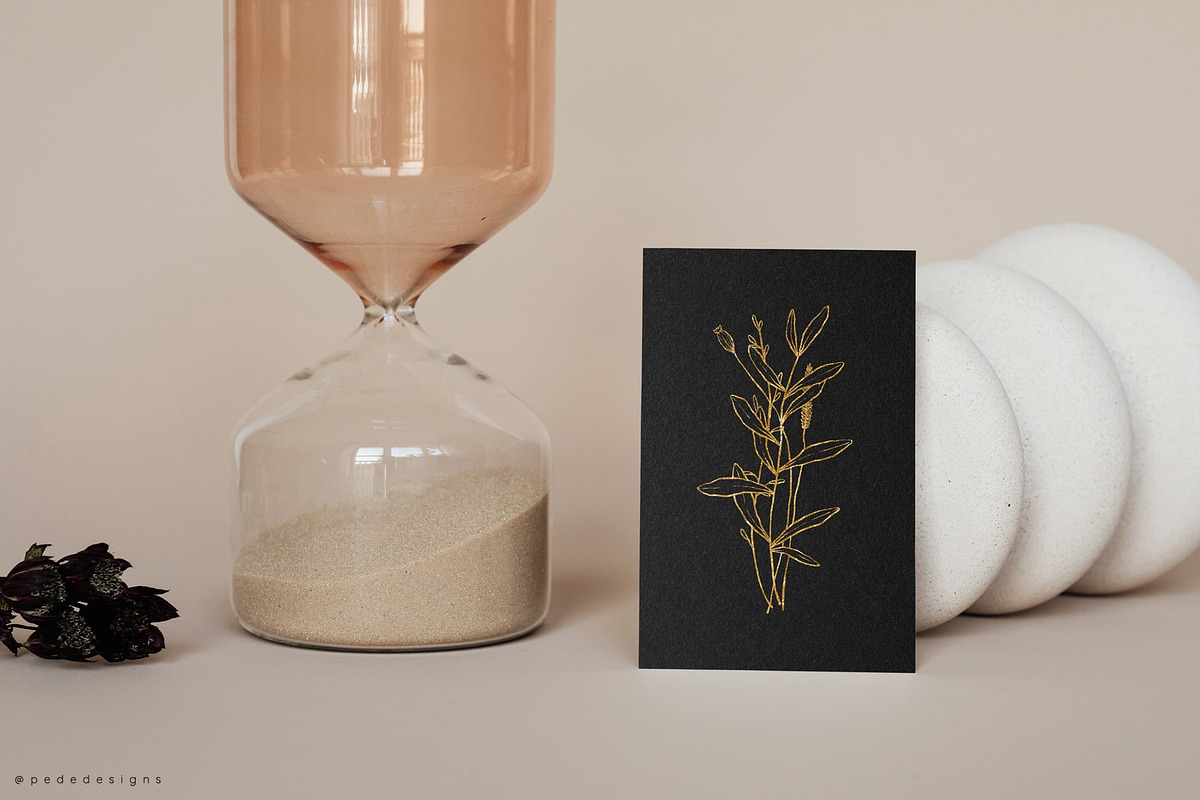 Gold Glitter Wild Flowers Collection, a Texture Illustration by PeDe ...