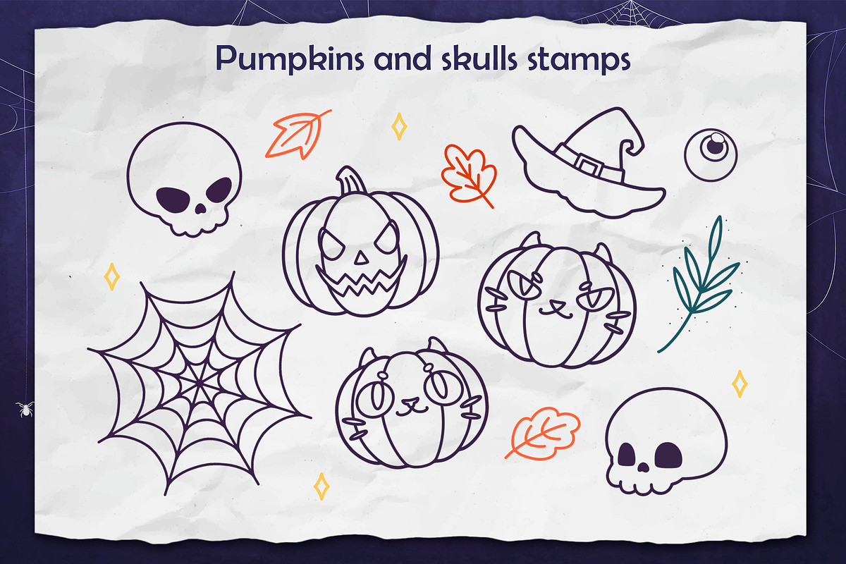 Halloween Procreate Stamp Brushes, a Decorative Illustration by InkPrintsTattoo (Photo 3 of 9)