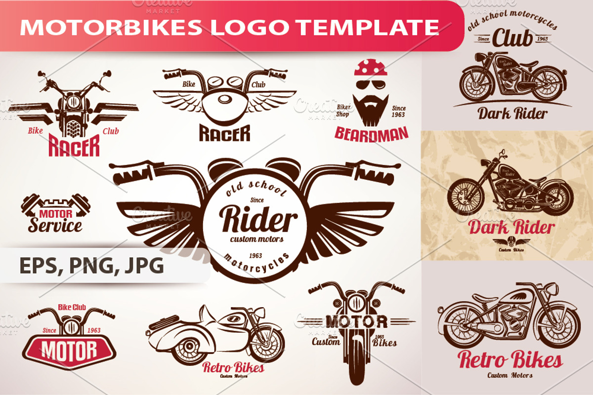 Set of Motorcycles Logo Templates, a Branding & Logo Template by Janna Millionnaya