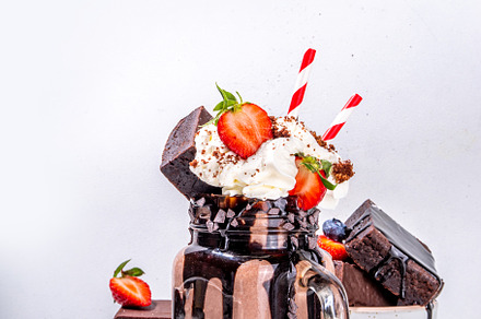 Double chocolate brownie milkshake, a Food & Drink Photo by Rimma