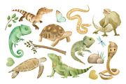 Watercolor Exotic Reptiles Clipart, an Animal Illustration by ArtGiftsStudio (Thumbnail 2 of 4)