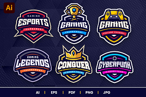 E-sports Gaming Logo Template Bundle, a Branding & Logo Template by Akito Studio
