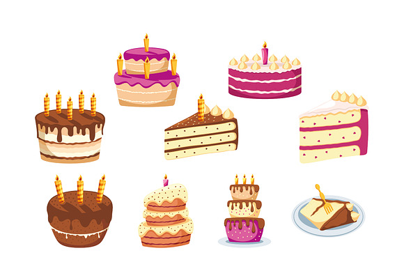 Birthday Cakes & Desserts Icon Set preview 4