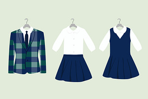 School or College Uniforms on Hanger, an Education Illustration by Viktorijareut