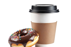 paper coffee cup and donut, a Food & Drink Photo by itakdalee