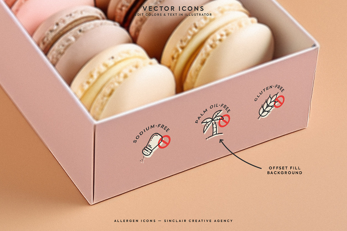 Minimalistic Food Allergen Icons, an Outline Icon by Sinclair Creative Agency (Photo 2 of 7)