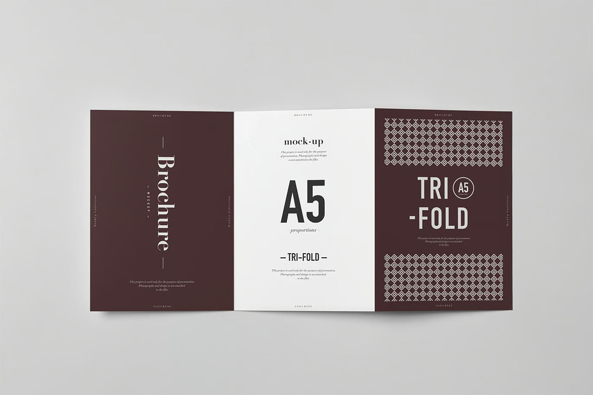 Tri-Fold A5 Brochure Mock-up, an Advertising Mockup by zippypixelstudio (Photo 8 of 9)