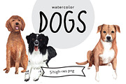 Watercolor Dogs Set, an Animal Illustration by MumAndMe (Thumbnail 1 of 2)