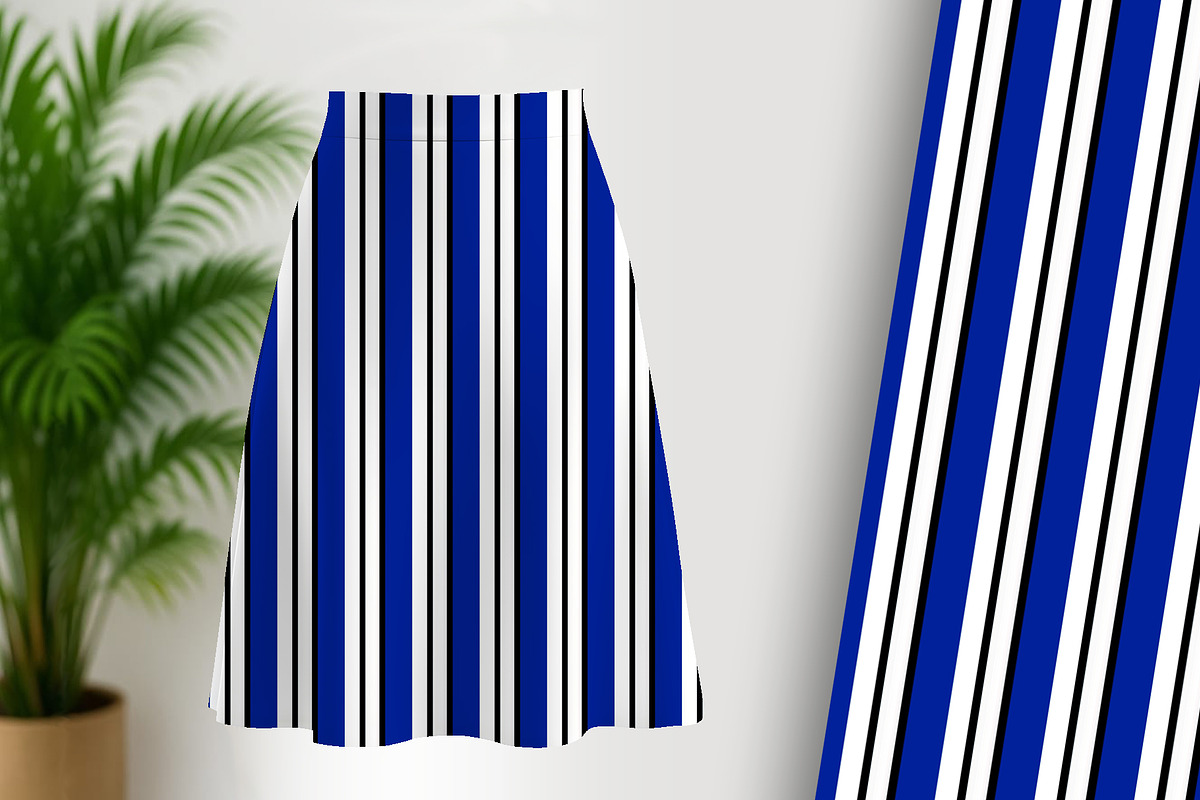 Blue Black and White Pin Stripe, a Pattern Graphic by Sharon Schwalbe (Photo 1 of 5)