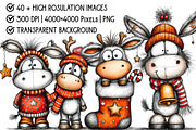 Whimsical Christmas Donkey Clipart, an Illustration by Pixels.Craft (Thumbnail 4 of 6)
