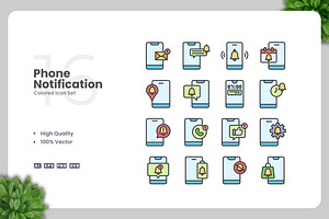 Phone Notification Colored Icons, an Icon by Upnowgraphic