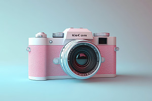 Vintage pink camera captures memorie, a Photo by Tanuart
