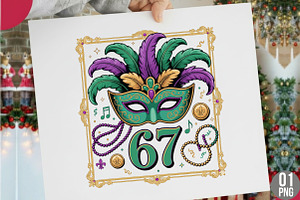 67 Mardi Gras PNG, Six Seven Png, 67, an Illustration by Designking