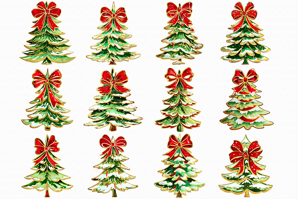 Coquette Bow Christmas Tree Clipart, an Illustration by Libby Wishes (Photo 5 of 7)