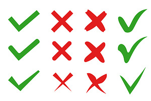 Check mark and cross symbols