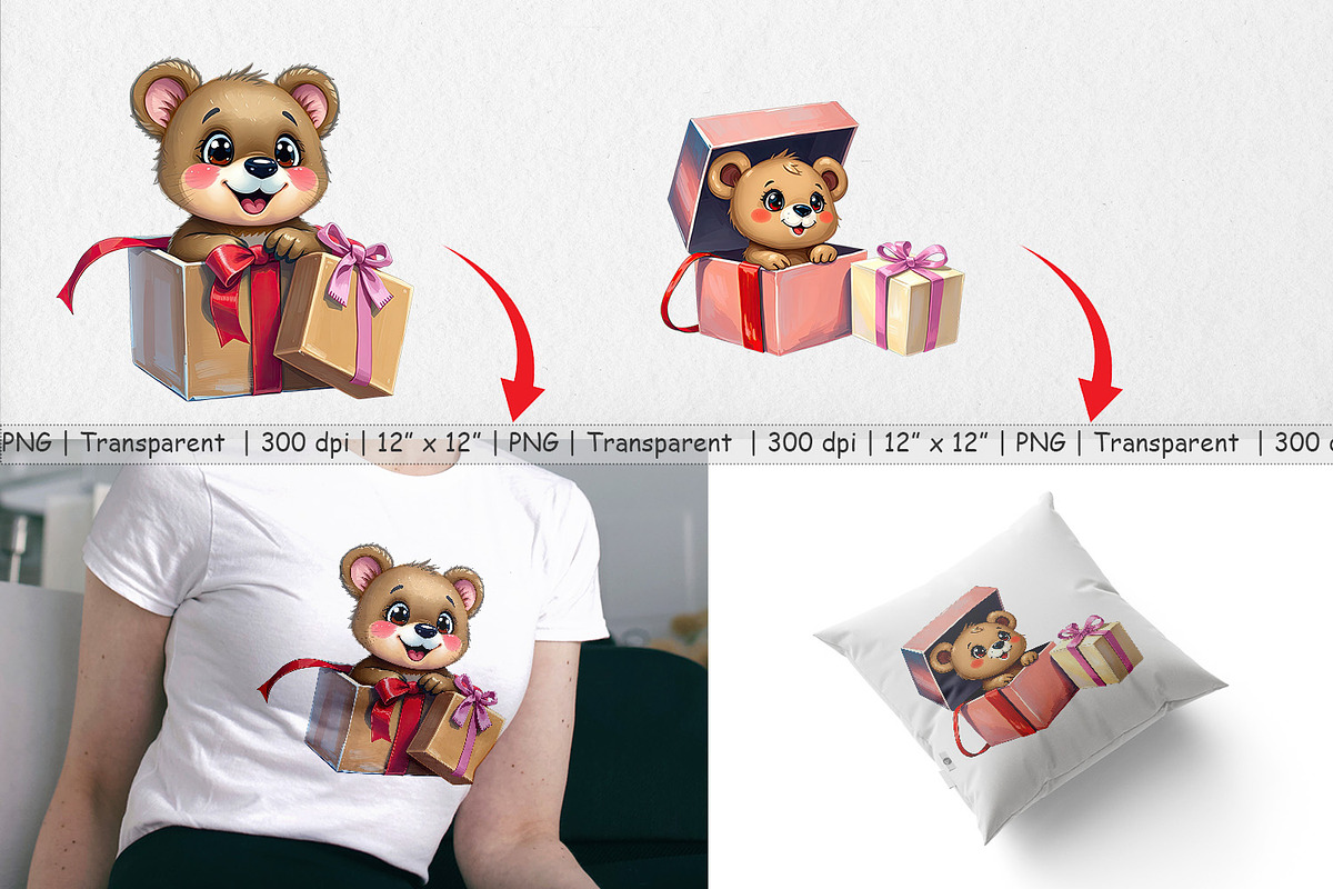 Bear Cub Clipart Gift, a Graphic by Artnoy (Photo 3 of 5)