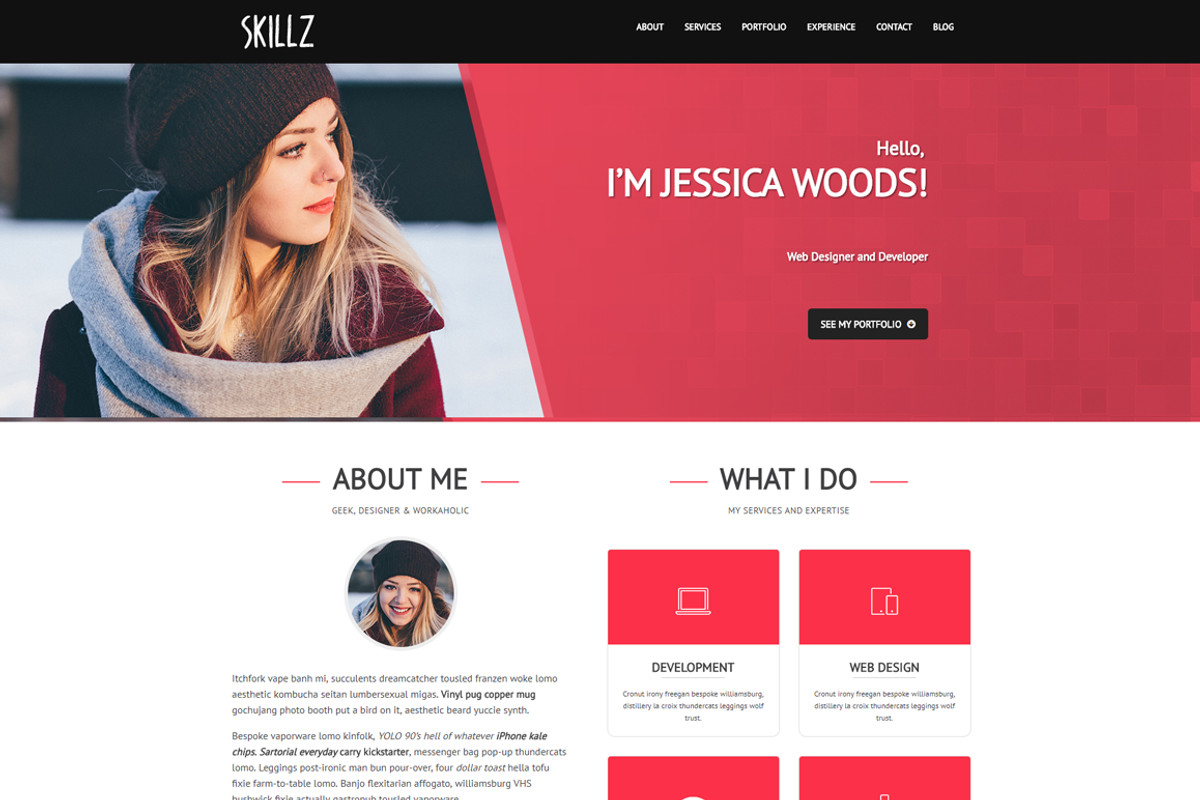Skillz: Portfolio & Resume Theme, a WordPress Template by ThemeBear (Photo 5 of 6)