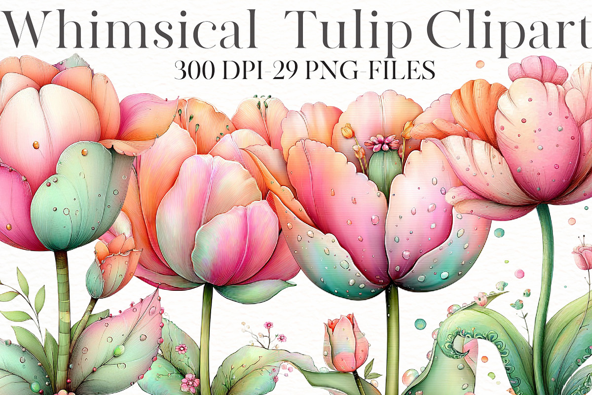 Whimsical Tulip Clipart, an Illustration by Designworld (Photo 1 of 7)