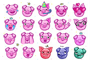 20 funny Piggy-face emoji, an Animal Illustration by VectorStory (Thumbnail 2 of 2)