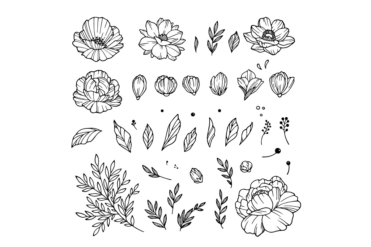 Rose bud collection. Roses elements, an Icon by RoMashkaVector