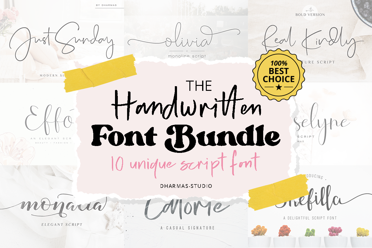 Handwritten Script Bundle - 90% OFF, a Script Font by Dharmas Studio