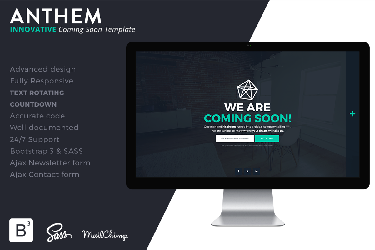 ANTHEM - Innovative Coming Soon, a Bootstrap Template by ThemeHelite