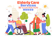 10 Elderly Care Service Illustration, a Person Illustration by denayunebgt (Thumbnail 1 of 4)