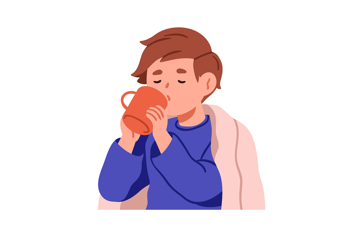 Sick kid boy with cold or flu set, a Person Illustration by Good Studio (Photo 8 of 13)