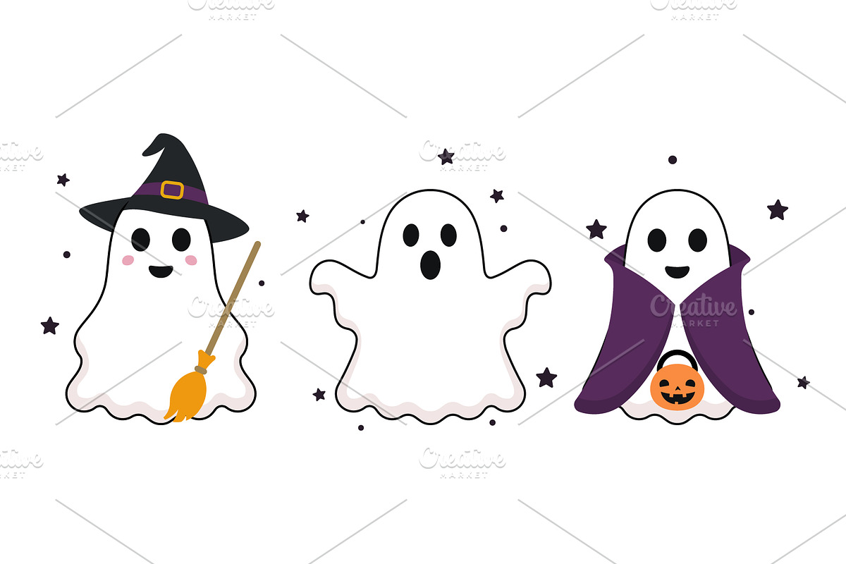 Cute halloween ghost character, a Seasonal Illustration by Yayasya (Photo 2 of 3)