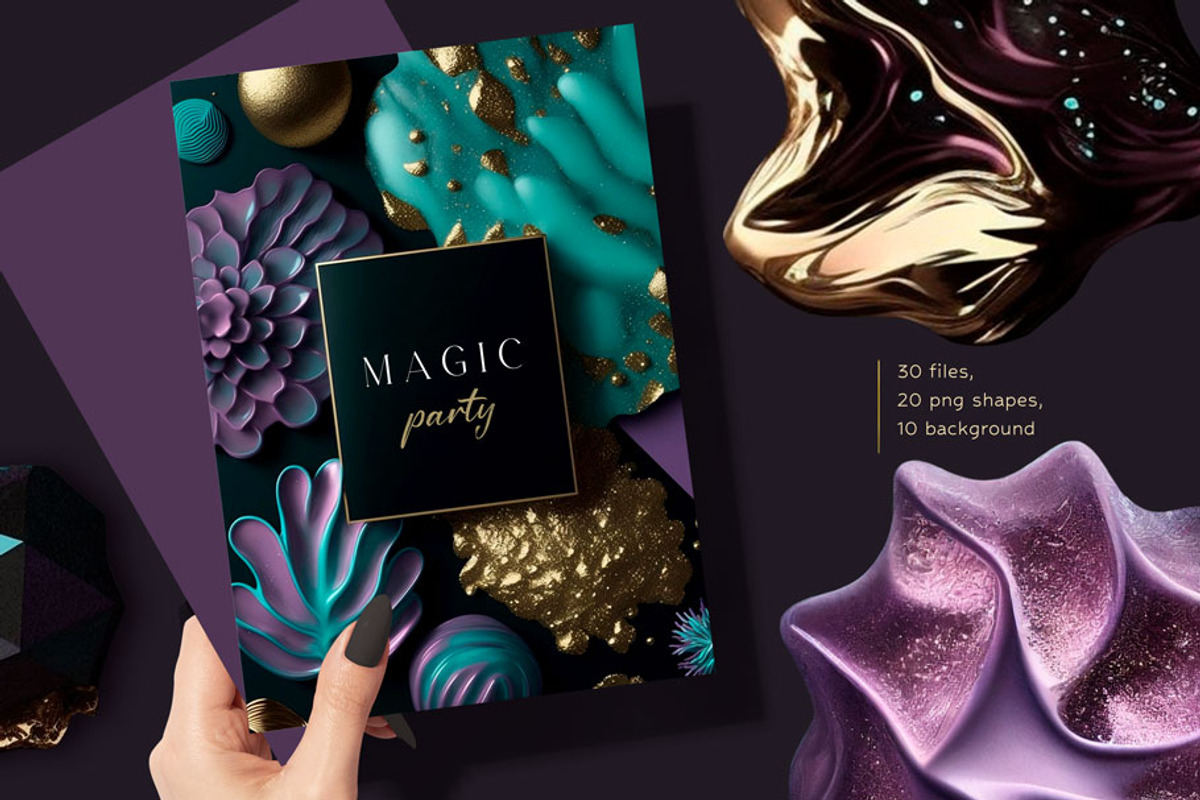 Abstract magical shapes clipart, a Background Graphic by MONO KEY STUDIO (Photo 2 of 7)