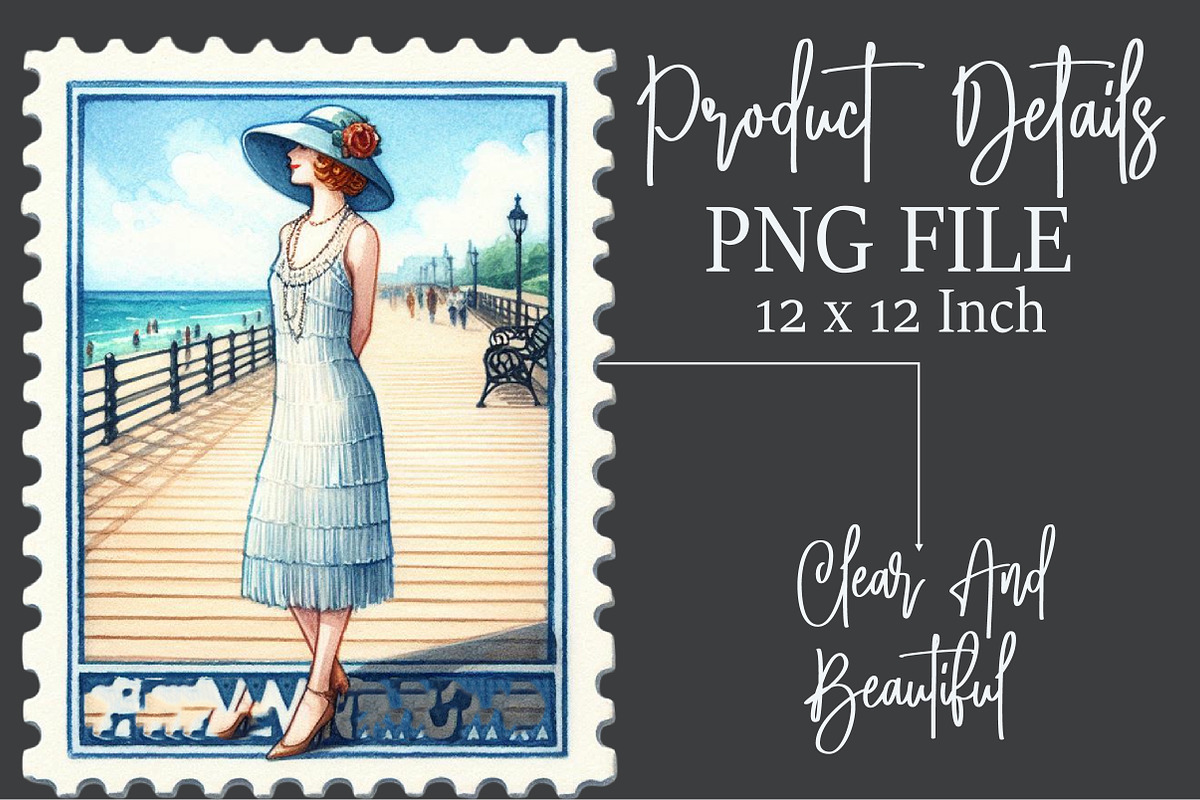 Blue Summer 1920 Postage Stamps Clip, an Illustration by Rose Art (Photo 2 of 3)