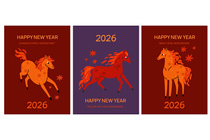 New year horses cards. Flamed, an Animal Illustration by YummyBuum