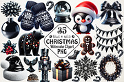 Black Christmas Clipart Set, an Illustration by RobertsArt (Thumbnail 1 of 4)