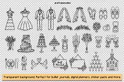 Whimsical Wedding Line Art Clipart, an Object Illustration by Drafts n Doodles (Thumbnail 3 of 3)