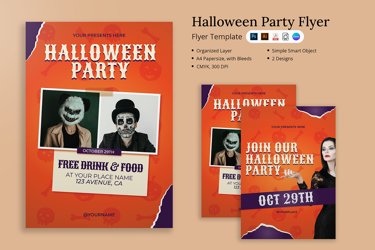 Halloween Party Flyer & Canva, a Flyer Template by Attype (Photo 1 of 5)