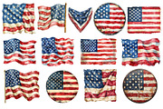 Vintage Grunge American Flag Clipart, an Illustration by Dream Creation (Thumbnail 3 of 4)