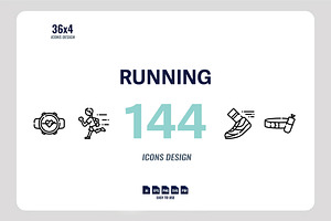 144 Running Icon Bundle, a Duotone Icon by Foxyard studio