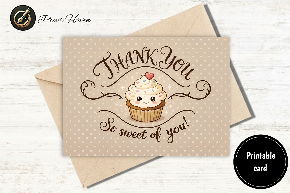 Printable Thank You Card 5x7, a Card Template by Print Haven (Photo 1 of 4)