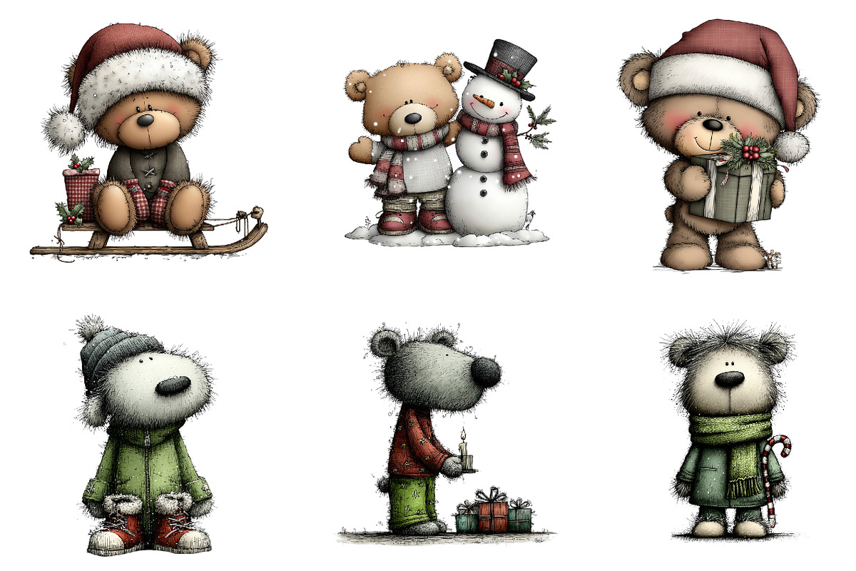 Christmas Teddy Bear Clipart, an Illustration by CreationArt (Photo 5 of 6)