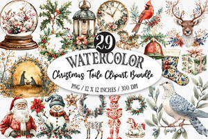 Christmas Toile Clipart, an Illustration by Designking