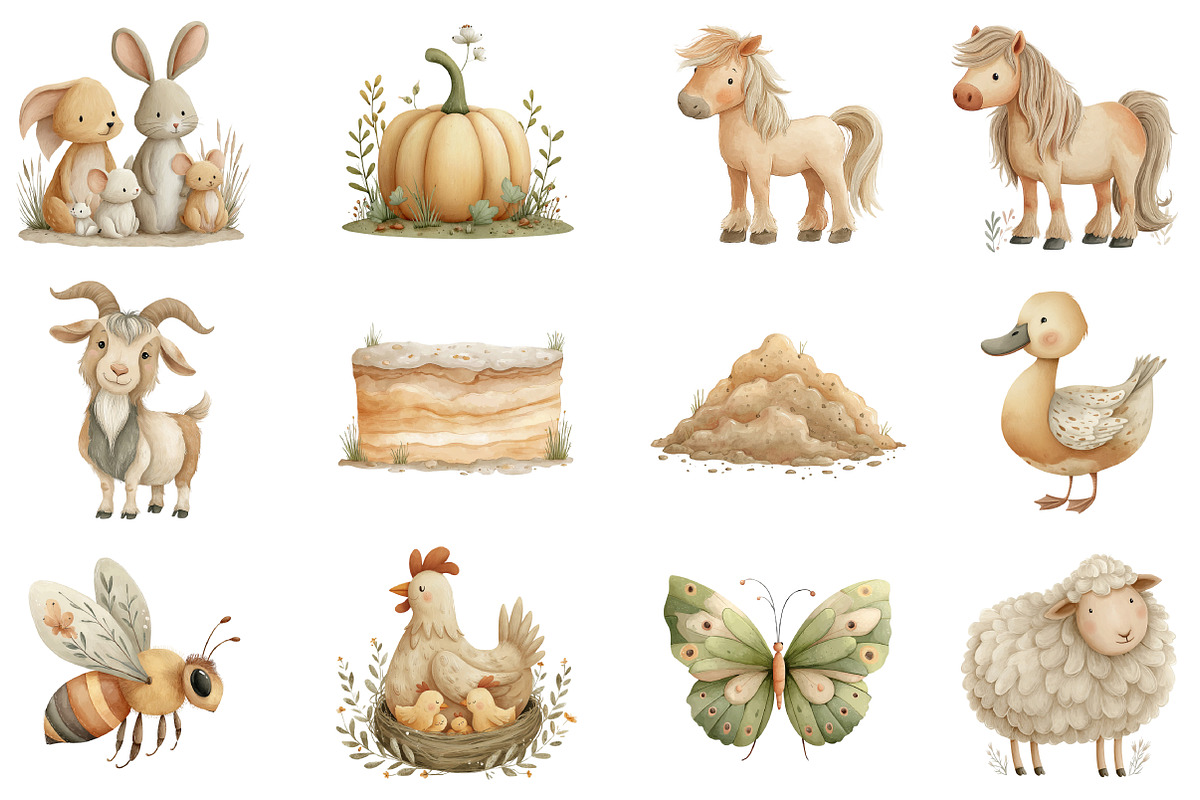 Family Farm animals baby collection, an Illustration by DreamCafeArt (Photo 3 of 8)