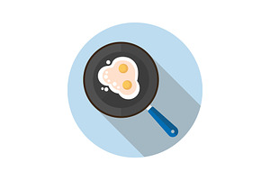 Fried Eggs On Pan Icon