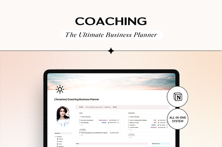 Notion Coaching Business Planner, a Stationery Template by TheCoastlineStudio
